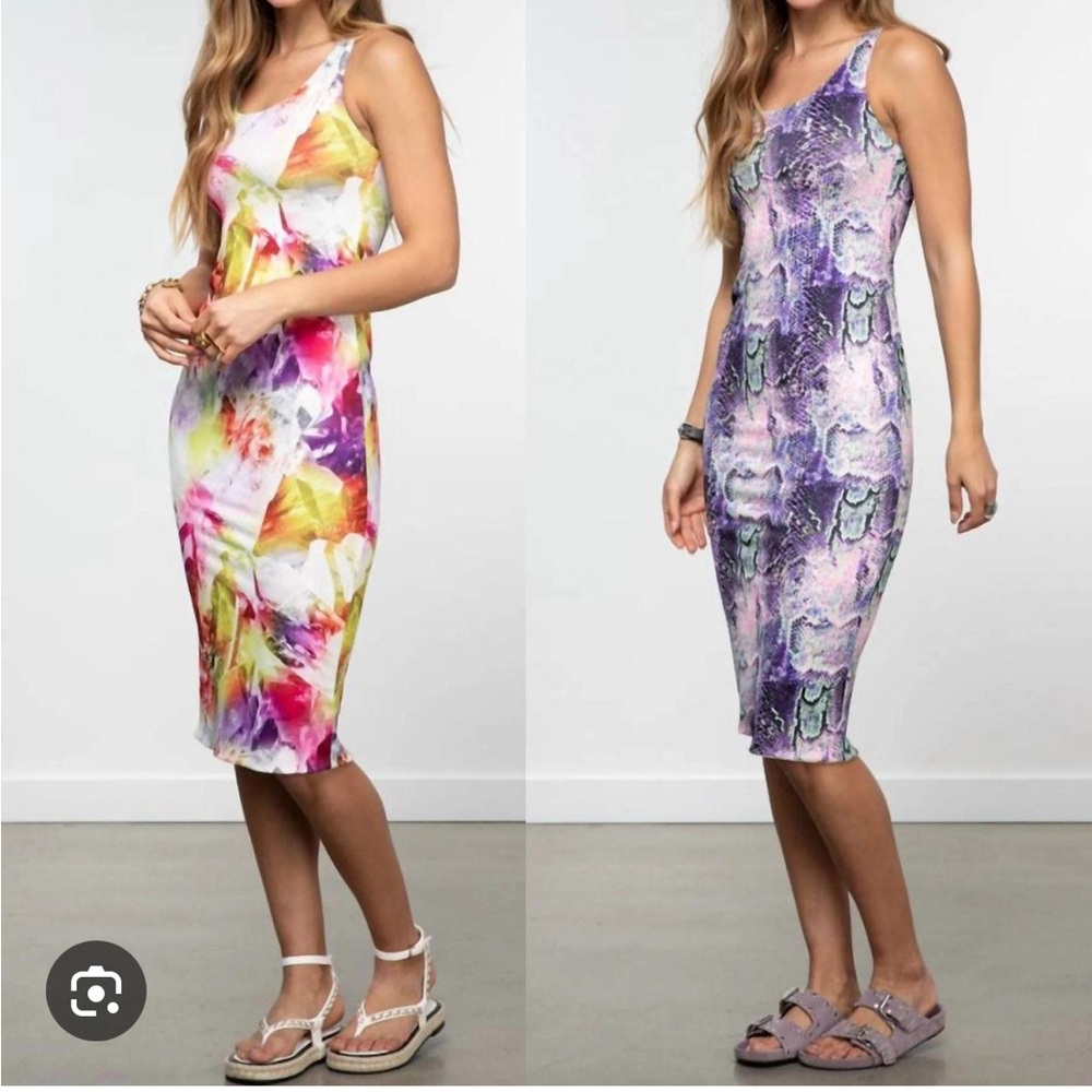 LeSuperbe One And Done Tank Dress Rainbow Aura Quartz With Purple Snakeskin NEW